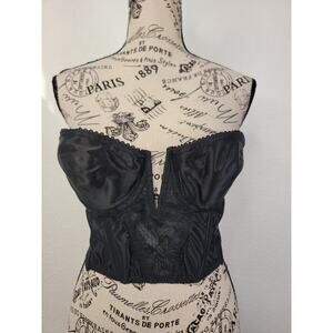 Vintage 1980s Backless by Smoothie Womens Sz 36B Lace Bra Corset Black Sexy